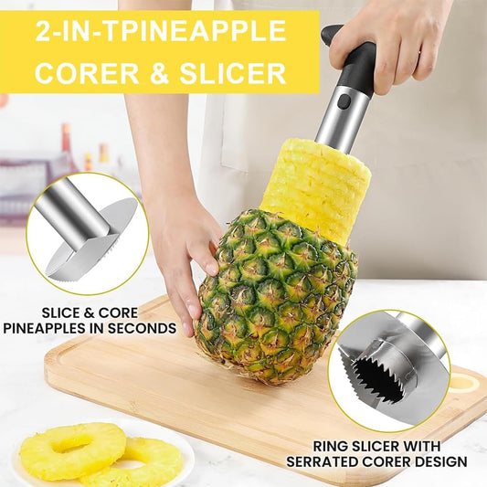 Stainless Steel Pineapple Corer,Black Durable Pineapple Cutter Tool for Kitchen and Home