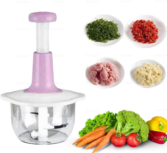 Manual Food Chopper with Hand Pull Rope Design, Stainless Steel Blade (GREEN)