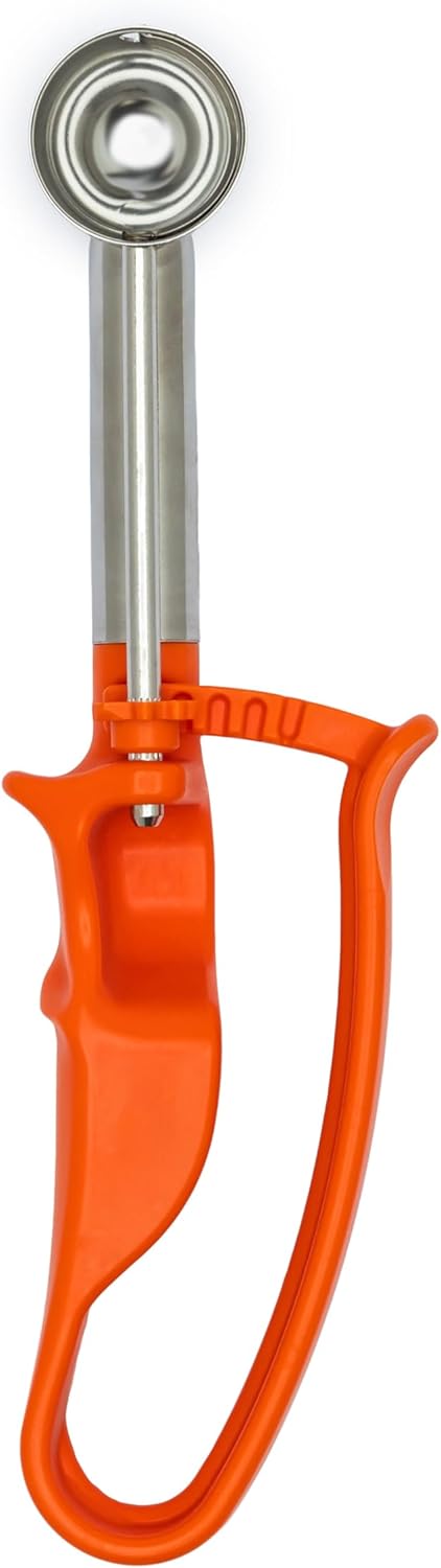【Extended】Size 100 ORANGE (0.32 oz.) VODOMAX Commercial Food Disher, 13 Sizes, Color-Coded, Stainless 18-10, Cookie Scoop, Best Seller Disher, Portion Control, Melon Scoop, Ice Cream Scoop