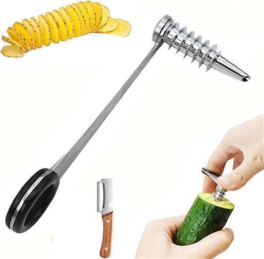 Potato Spiralizer, Spiral Slicer, Kitchen Spiralizer for Potatoes and Veggies Quick Uniform Spirals, Easy to Use and Clean, For Carrots Zucchini and Vegetables (3pcs)