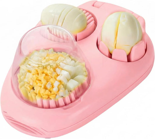 1 Pack 3-Mode Egg Cutter with Wire Slicer, Stainless Steel Egg Slicer for Hard Boiled Eggs, Fruits, Vegetables, Mushrooms, Kitchen Prep Tool