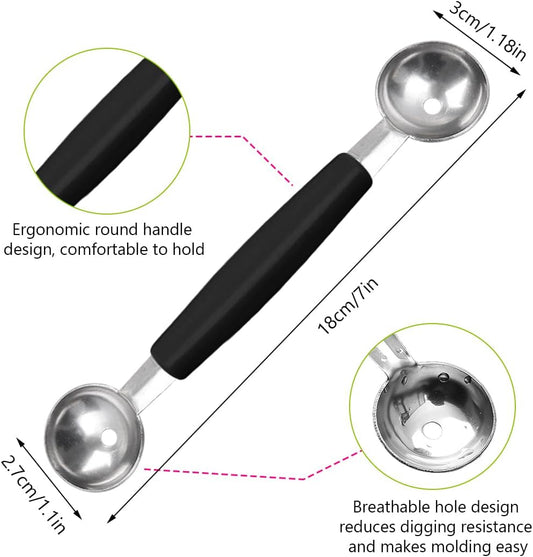 Generic Double Sided Melon Baller Scoop,2 in 1 Stainless Steel Fruit Scooper Seed Remover Cutter,Melon Baller Spoon,Avocado Cutter,Watermelon Carving Knife for Dig Pulp Separator Fruit Slicer (red)