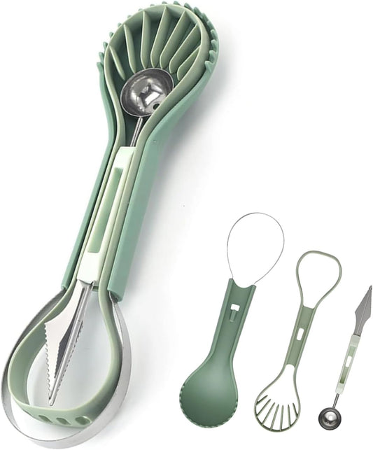 1 PCS Melon Baller Scoop Set, 6 in 1 Fruit Cutter, Seed Remover, Watermelon Scooper, Fruit Carving Tool, Dig Pulp Separator, Stainless Steel Gadget for Camping and Kitchen