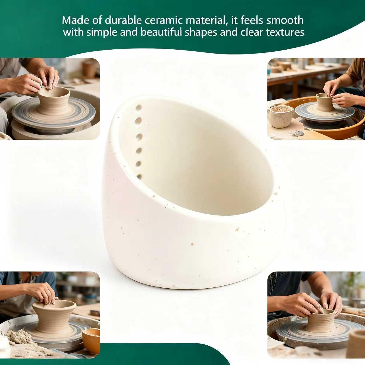 Pottery Herb Stripper Bowl Set – 2 Piece, Including 5-Blade Stainless Steel Herb Cutter Scissors, Herb Stripping Tool & Handmade Pottery Herb Stripper Bowl, For Stripping Leaves and Rhizomes (White)