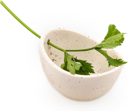 Pottery Herb Stripper Bowl - Small Herb Stripping Bowl with 4 Different Hole Sizes for Separating Leaves and Stems – Handmade Kitchen Tool, White