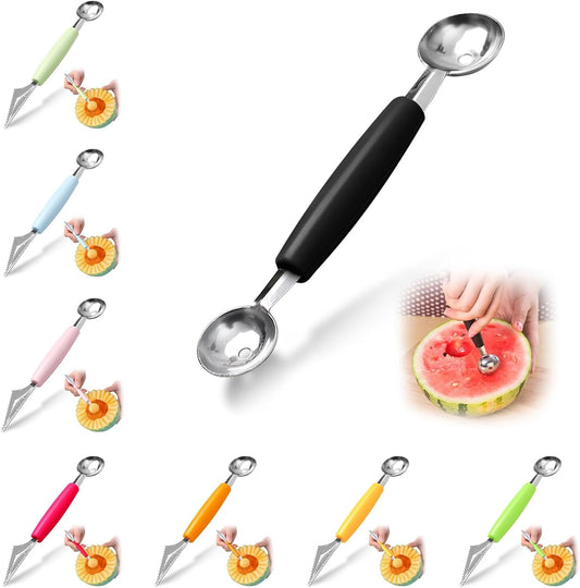 Generic Double Sided Melon Baller Scoop,2 in 1 Stainless Steel Fruit Scooper Seed Remover Cutter,Melon Baller Spoon,Avocado Cutter,Watermelon Carving Knife for Dig Pulp Separator Fruit Slicer (red)