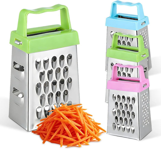 Sosoport Mini Cheese Grater Stainless Steel Box Grater with Non-Slip Handle for Cheese Garlic Ginger and Vegetable Slicing Compact Kitchen Tool 2.63X1.45X1.06 Inch