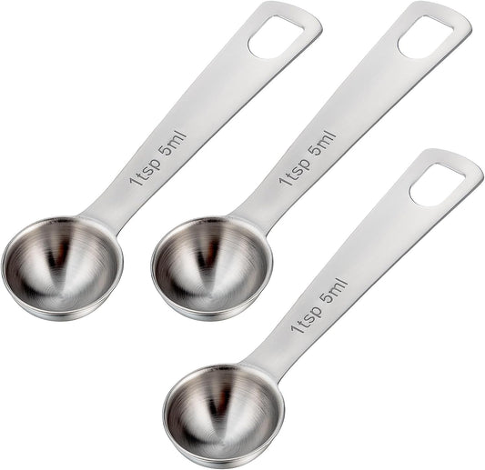 1 Teaspoon Measuring Spoons 3 Pcs Stainless Steel 5ml Small Mini Teaspoon Metal Measuring Spoons for Kitchen Cooking Kitchen CookingSpoon CoffeeSpoon, CreatineSpoon, SteelScoopers Protein Teaspoons
