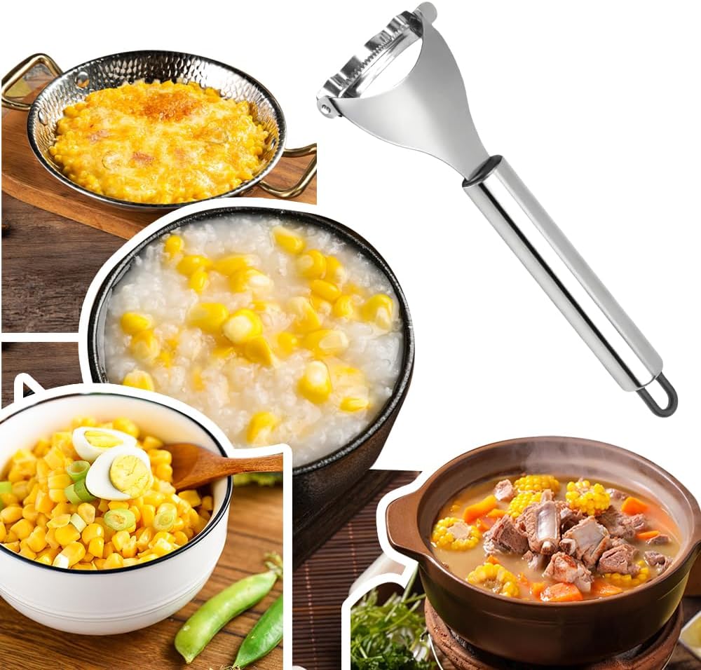 2 Pack Stainless Steel Corn Peeler and Stripper Removes Corn Kernels From Corn Cobs In Seconds Kitchen Tool
