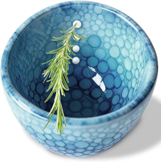 Herb Stripper Bowl, 2026 New Ceramic Herb Stripper with 4 Sizes of Round Holes, Efficient Herb Peeling Cup for Kitchen (White, Resin Version)
