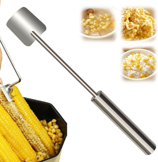 Corn Cob Peeler Tool, 2025 New Corn Stripper for Corns on the Cob, Manual Stainless Steel Corns Stripping Cutter with Long Handle for Quick Kernel Removal in Home Kitchen Use (2)