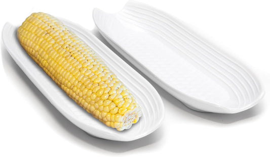 Fox Run Plastic Corn on the Cob Dish, Set of 2, White Trays
