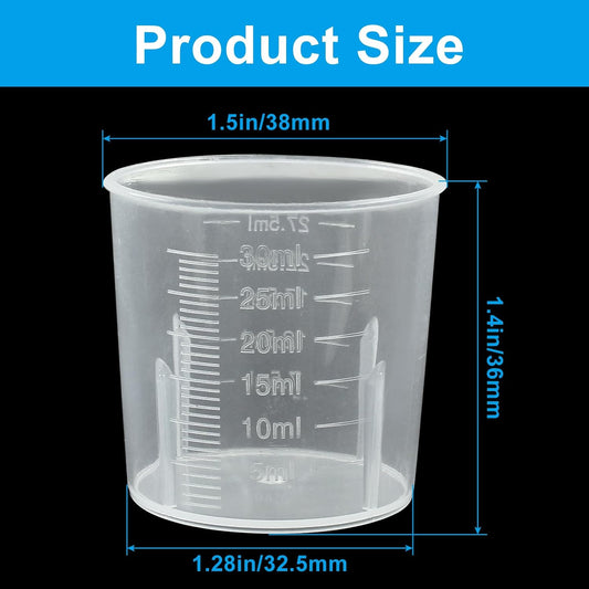 Waziaqoc 100ml/3.4oz Plastic Graduated Beaker (3 Pack), Transparent PP Measuring Cup Mixing Cup for Kitchen Lab