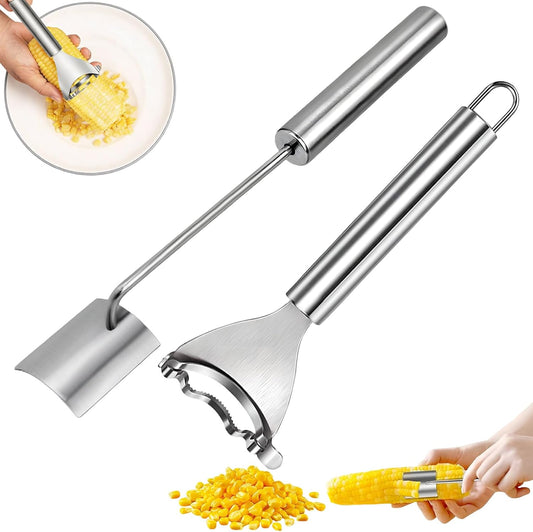 Upgrade 2 Pack Corn Peeler Stainless Steel Corn Cob Stripper Tool Corn Thresher from the Cob, Removes Corn Kernels From Corn Cobs In Seconds, Kitchen Gadget Set