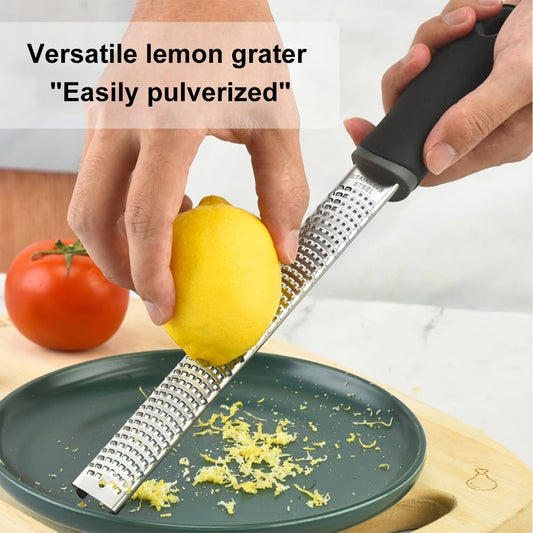 Lemon Zester Grater with Handle, Multi-use Kitchen Tool for Zesting Fruits, Grating Vegetables, Cheese, and Spices, with Protective Cover & Cleaning Brush
