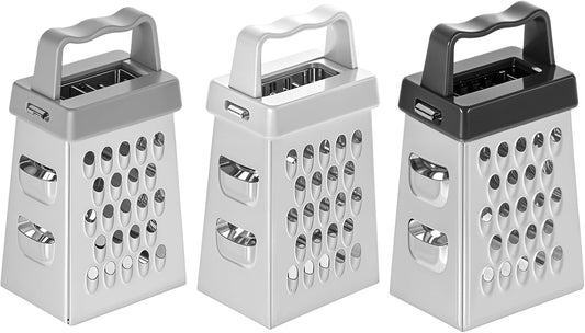 COMNICO Mini Cheese Grater, 3Pcs Stainless Steel Box Grater with Handle Professional Cheese Slicer Graters for Kitchen Slicer Cheese Ginger Vegetable (Blue/green/pink)