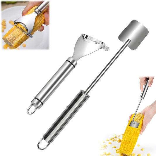 Corn Peeler and Stripper Tool – Stainless Steel Corn Cob Cutter & Kernel Remover for Raw and Cooked Corn, Easy Corn Shucker & Scraper, Kitchen Gadget for Cutting Corn Off the Cob
