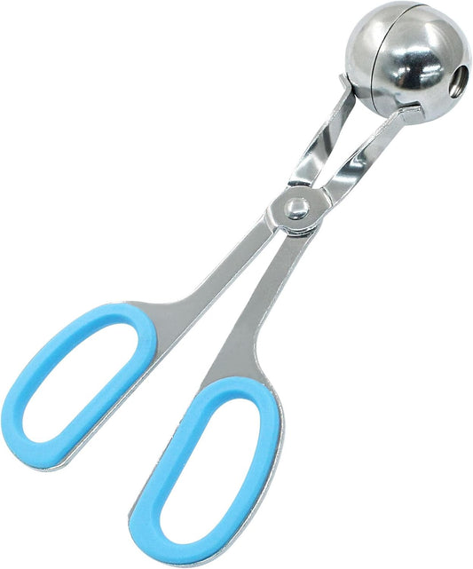 1.38"+ 1.89" Meatball Maker, 2Pcs None-stick Meatball Scoop Ball Maker, Stainless Steel Meat Baller Tongs, Cake Pop, Cookie Dough Scoop for Kitchen (Red + Blue)