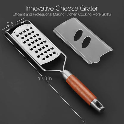 KULUNER Professional-Grade Lemon Zester with Ultra-Coarse Blades, Heavy-Duty Cheese/Vegetable Grater, Solid Wood Handle Design - Rust-Resistant Durable, Essential Kitchen Tool (A1)