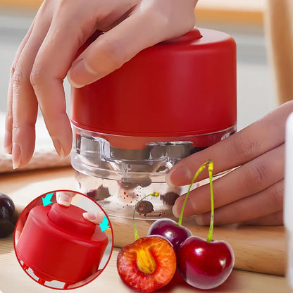 Dayinkes Cherry Pitter Tool - Pit 7 Cherries at Once, Portable Cherry Seed Remover, Quick-Release Cherry Pitter, Suitable for Cherry, Grape and Olive (Red)