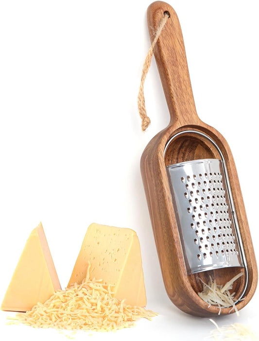 Wooden Cheese Grater with Handles - Kitchen Grater Wooden Shredder, Citrus Zester, Perfect for Hand Held Cheese Grater, Lemon and Chocolate, Cheese Tool