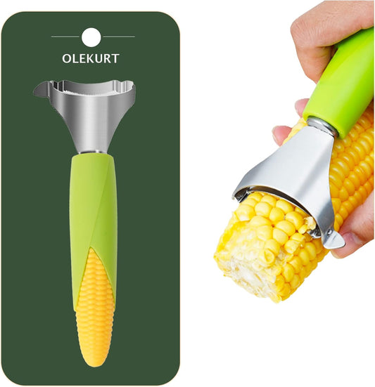 Corn Shaped Corn Stripper, Corn Peeler for Corn on the Cob Remover Tool, Corn Thresher with Good Grips (Green-yellow)…