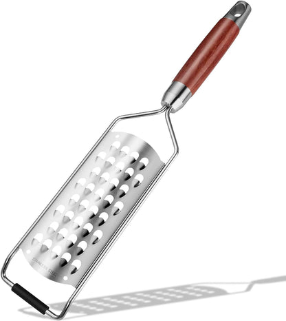 KULUNER Professional-Grade Lemon Zester with Ultra-Coarse Blades, Heavy-Duty Cheese/Vegetable Grater, Solid Wood Handle Design - Rust-Resistant Durable, Essential Kitchen Tool (A1)