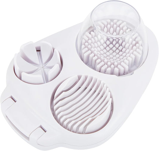 3-in-1 Egg Dicer for Hard Boiled Eggs, Egg Cutter with Slicing, Dicing, Striping Functions, Includes Built-In Storage Box for Kitchen Organization, Easy to Clean and Use