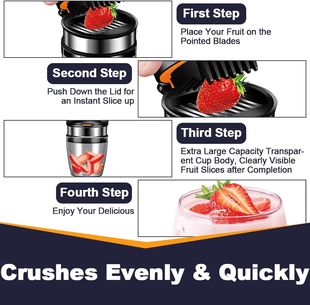 2026 Upgraded Strawberry Slicer, Fruit Slicer Cup for Eggs, Banana,Kiwi, Stainless Steel Strawberry Cutter, Dishwasher Safe, Quickly Makes Fruit & Veggie Salad - Must Have Kitchen Gadget
