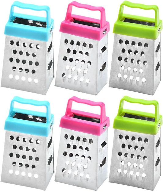 MAGICLULU Mini Cheese Grater Set of 6 with Stainless Steel Blades Multi-Function Kitchen Tool for Grating Cheese Garlic Ginger and Vegetables Non-Slip Handle Compact 2.63X1.45X1.06 Inch