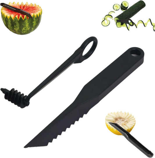 Kitchen Spiral and V-Shaped Tool, Spiral Slicer Blade Cucumber Potato Spiral Cutter, Fruits and Vegetable Carving Knife Hand Slicer Cutter, Manual Screw Peeler Kitchen and Dining Tool (1 Set)