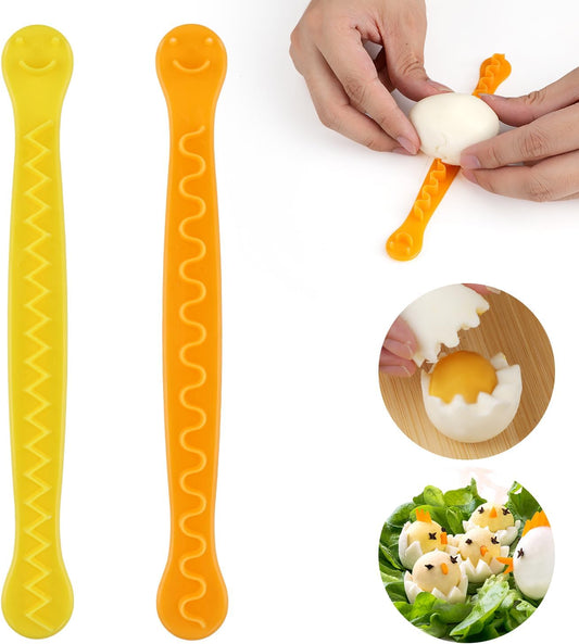 2pcs Fancy Cut Eggs Cutters, 2 Shapes Cooked Eggs Cutter for Boiled Eggs, Multifunctional Egg Decorator Cutter Fruit Slicer Kitchen Tool for Making Cute Children's Bento