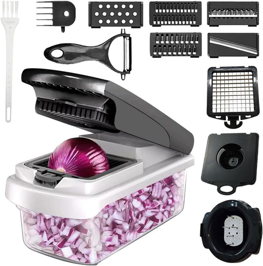 Pro 15-in-1 Vegetable Chopper & Mandoline Slicer - 2026 Upgraded Heavy Duty Dicer - Professional Food Cutter for a Variety of Fruits & Veggies - Sharp Stainless Steel Blades - Safety Guard
