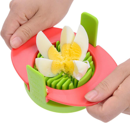 Egg Slicer Set with 3 Cutters - Cut Boiled Eggs into Thin Slices, Wedges or Halves - Easy Manual Egg Slicing - No Power, No Noise - Great for Sandwiches, Salads and Hors d'Oeuvres - With Slicer Stand