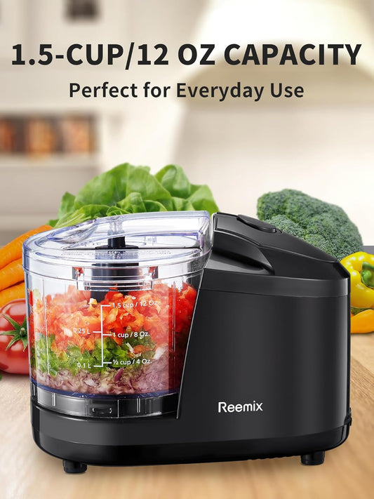 1.5-Cup One-Touch Electric Food Chopper, 100W Mini Food Processor Meat Grinder, Mix, Chop, Mince and Blend Vegetables, Fruits, Nuts, Meats, Stainless Steel Blade (Red)