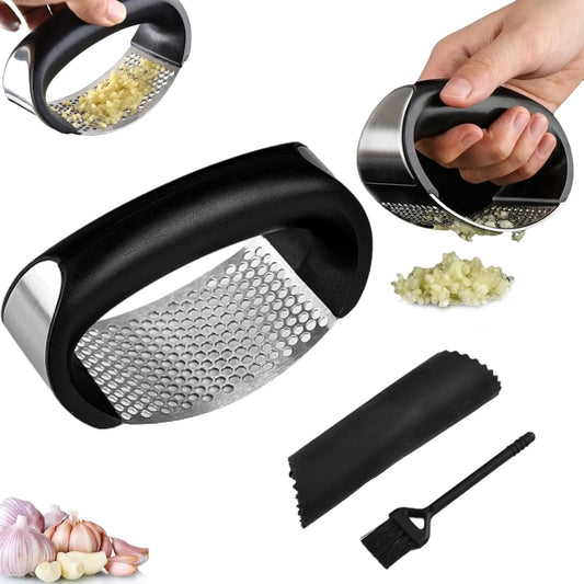 Garlic Presser, Garlic Press Rocker Stainless Steel, Garlics Slicer & Grinder Extracts More Garlics Paste, With Ergonomic Handle, Kitchen Gadgets