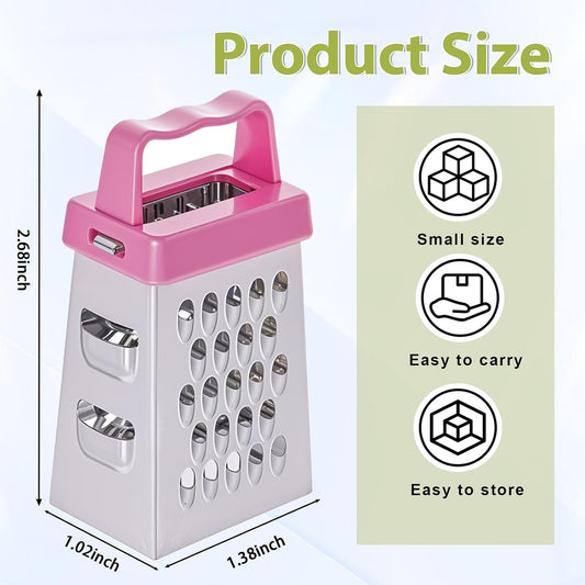 ElevateTech Mini Cheese Grater, 3 Pcs Stainless Steel Box Grater with Handle Professional Cheese Slicer Graters for Kitchen Slicer Cheeses Gingers Vegetable Dishwasher Safe (White)