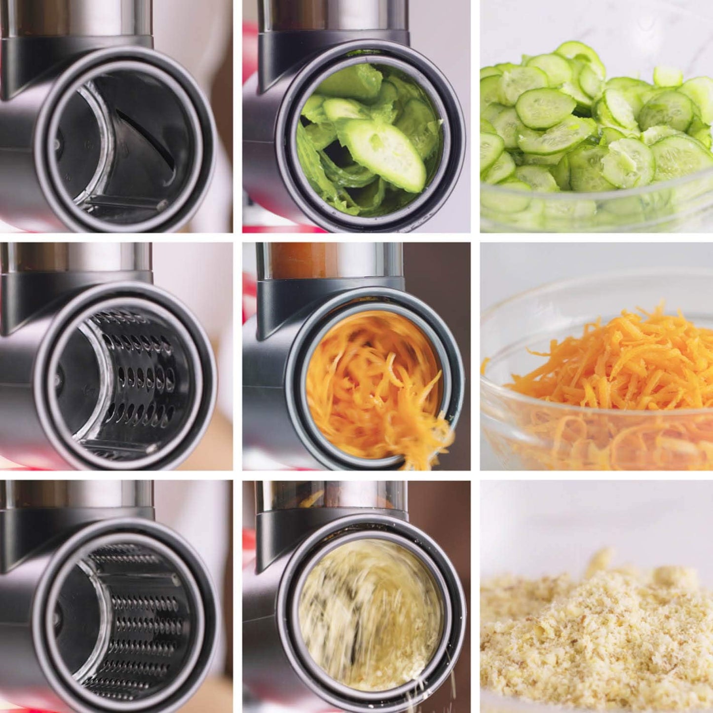 Stainless Steel Slicer Shredder Attachment for KitchenAid Stand Mixer, Cheese Grater Attachment for KitchenAid, Salad Maker, Grinding Powder, Dishwasher Safe with 4 Blades by InnoMoon