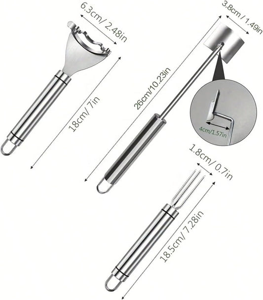 Corn Peeler 3 Pcs Stainless Steel Corn Peeler and Stripper Tool Set Upgraded Corn Stripper for Corn on the Cob,Peel Corn Cob Separator Quick,Gift for Women Home Dining Enthusiasts Gadget (3 Pcs)