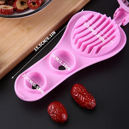 Strawberry Slicer Cherry Pitter 2 in 1, Fruit Slicer Strawberry Cutter Slicer Stainless Steel Fruit Cutter for Hawthorn/Red Date/Olives/Strawberries/Tomatoes