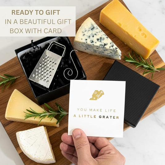 Mini Cheese Grater Gift Set - Funny Chef Gift, Friends, Coworkers, or Foodies | “You Make Life a Little Grater” Card, Mini Grater & Gift Box | Stainless Steel Small Grater Kitchen Tool