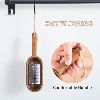 Wooden Cheese Grater with Handles - Kitchen Grater Wooden Shredder, Citrus Zester, Perfect for Hand Held Cheese Grater, Lemon and Chocolate, Cheese Tool