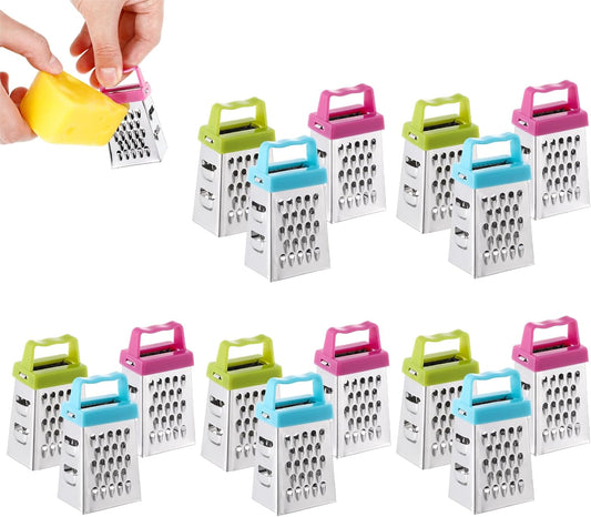 Ciieeo 15 Pcs Mini Cheese Grater, Handheld Vegetable Cutter Stainless Steel Box Grater for Kitchen Cheese Garlic Ginger Vegetable Potatoes Assorted Colors, 2.7 x 1.5 x 1 Inch