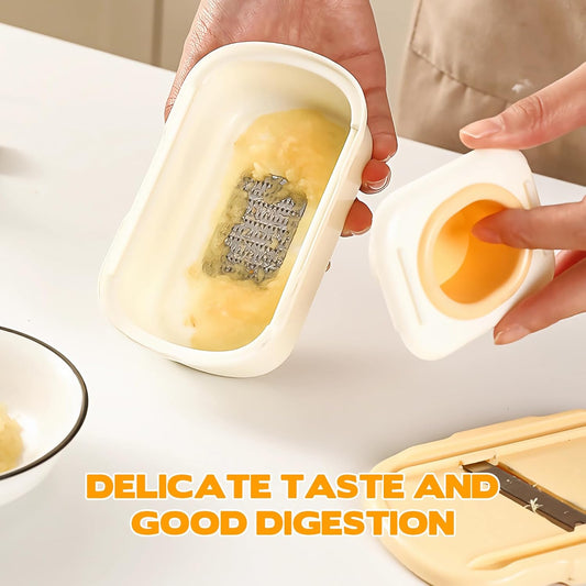 Manual Garlic Grinder, Senbos Multifunctional Ginger Grater Garlic Smasher Garlic Planer Tool with Vegetable Slicer for Ginger Garlic Kitchen Gadget
