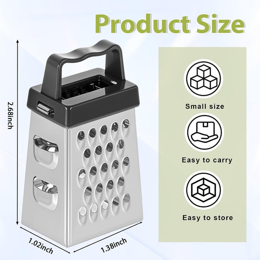 COMNICO Mini Cheese Grater, 3Pcs Stainless Steel Box Grater with Handle Professional Cheese Slicer Graters for Kitchen Slicer Cheese Ginger Vegetable (Blue/green/pink)