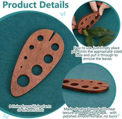 PH PandaHall 2pcs Teardrop Wooden Herb Stripper 8 Holes Herb Pealer Wood Leaf Remover Herb Stripping Brown Herb Stripper Tool for Kitchen Gadgets Cooking Small Kitchen Appliances Chef, Hole: 2-16mm
