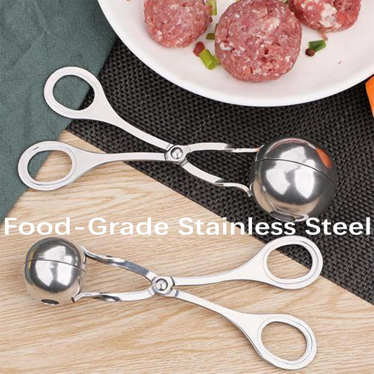 2 Pack Meat Baller Stainless Steel Meatball Scoop Ball Maker None-Stick Baller Tongs Meat Ball Maker Mold Cake Pop,Ice Tongs,Cookie Dough Scoop for Kitchen Cooking