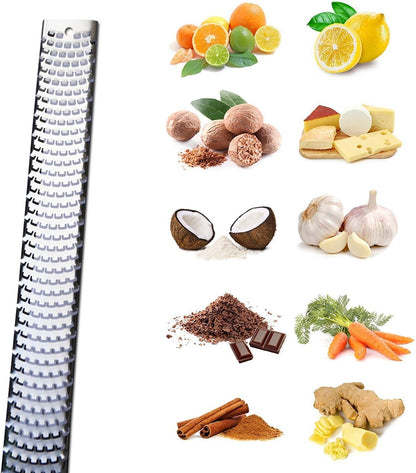 Citrus Lemon Zester & Cheese Grater by AdeptChef - Parmesan Cheese, Lemon, Ginger, Garlic, Nutmeg, Vegetables, Fruits - Very sharp Stainless Steel Blade Protective Cover, Dishwasher Safe