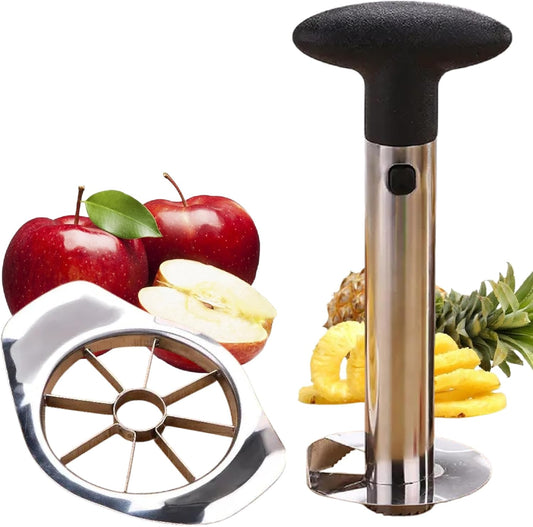 NIKO'S Pineapple Corer and Slicer with Apple Slicer and Corer - Pineapple Cutter Tool & Apple Cutter 8 slices - Pineapple peeler tool - Cut Pineapple - Apple Slicer 8 slices - Pineapple slicer