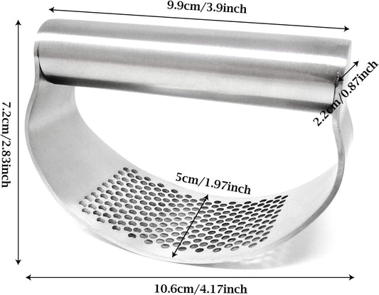 "Honbay 1PCS Stainless Steel Garlic Press Rocker Manual Garlic Crusher Garlic Easy Grip Mincer Ginger Press Squeezer Kitchen Tools for Home and Restaurants, Dishwasher Safe (4.2"")"